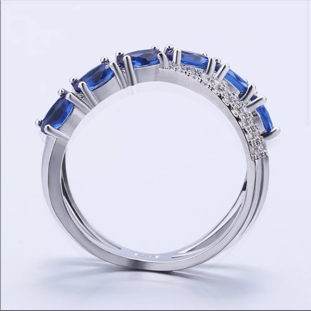 New Beautiful 925 Silver Sapphire Ring - Picture 4 of 6